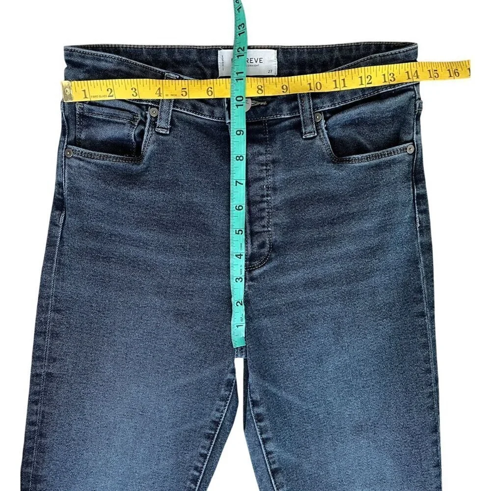 Evereve The Ever Straight High Rise Straight Leg Jeans Dark Wash Size 27